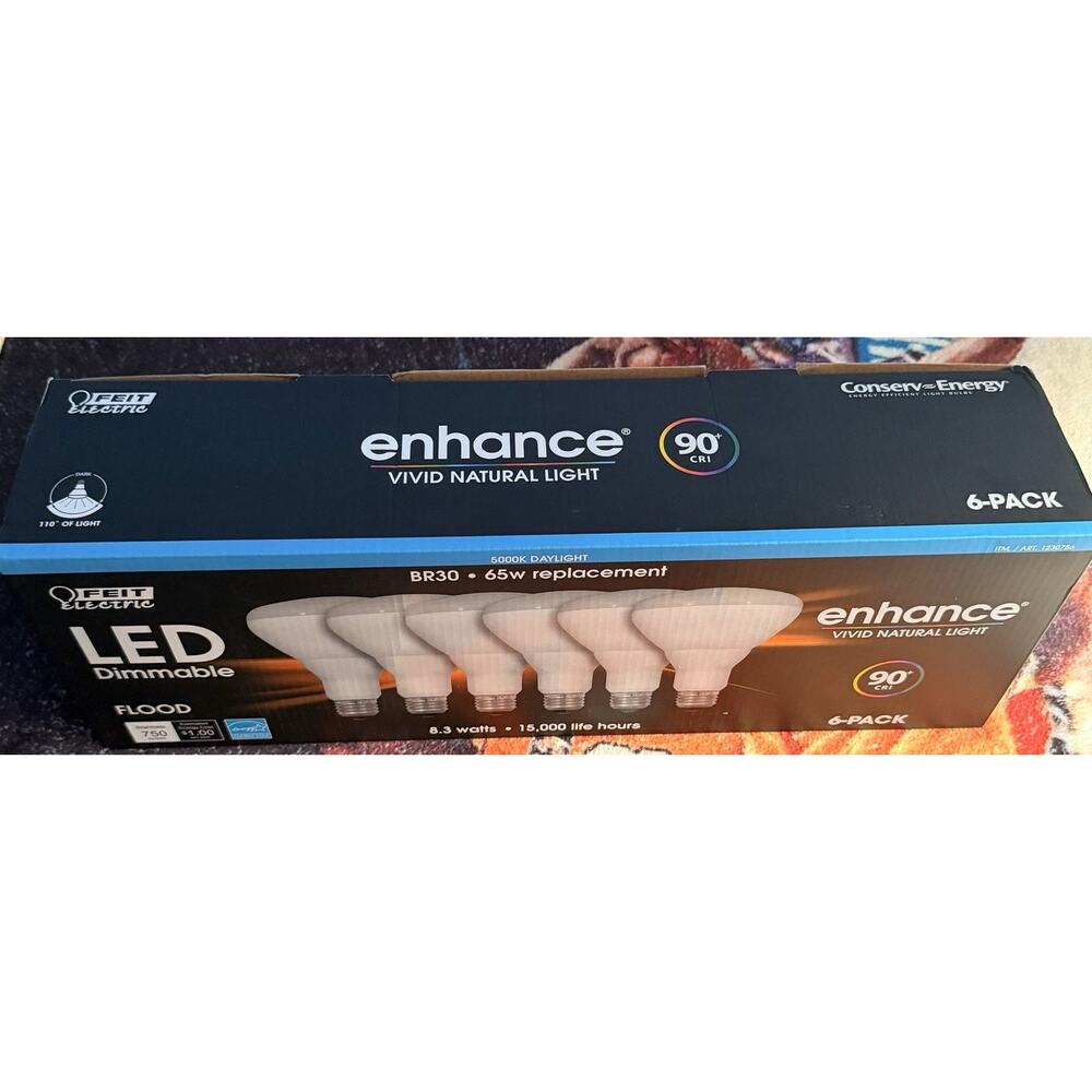 Feit Electric LED Dimmable Br30 65W 5000K Daylight 6-Pack Flood Light - Picture 2 of 4